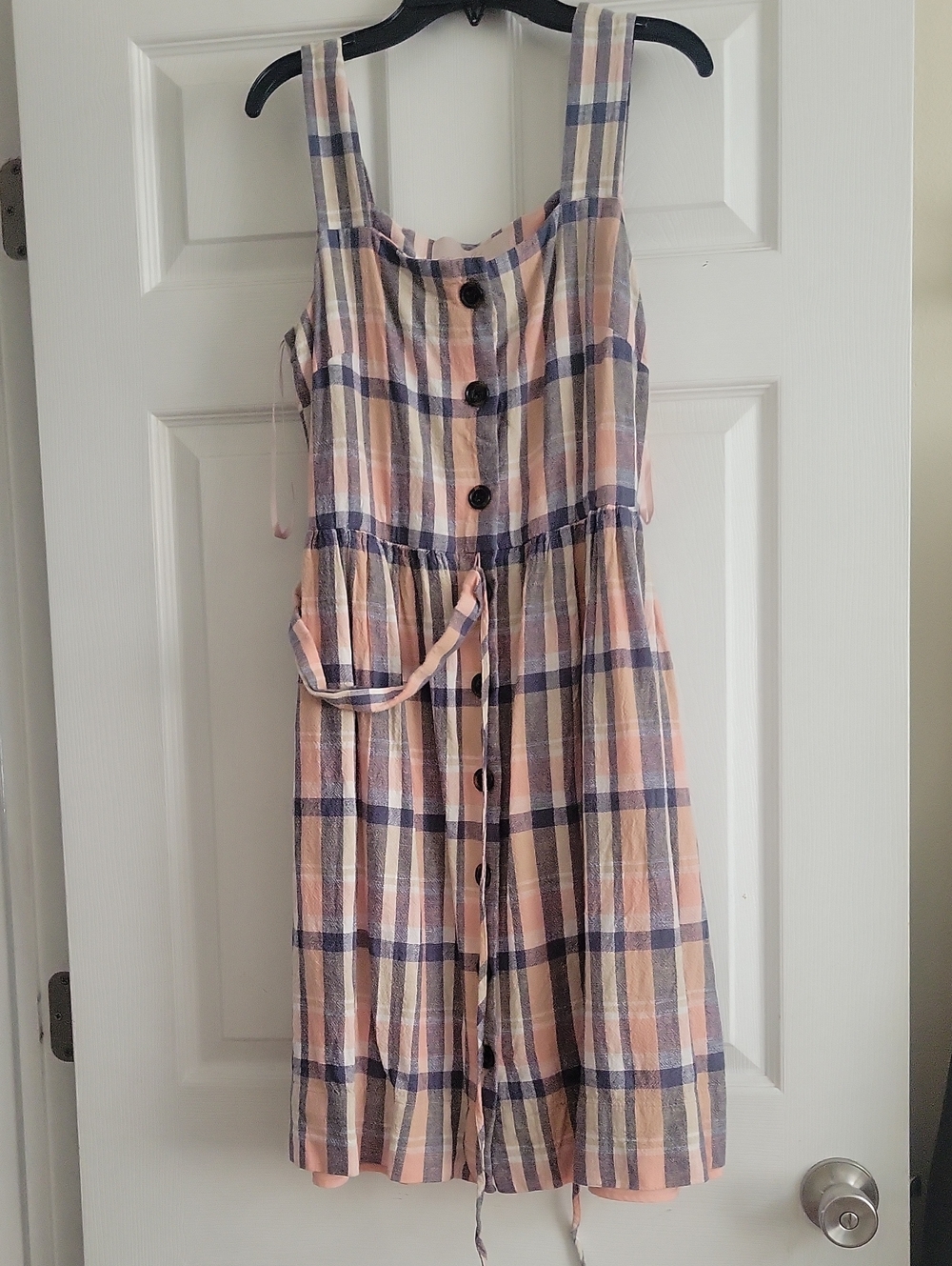 Gal Meets Glam Plaid Button-Front Sundress in Pink and Blue